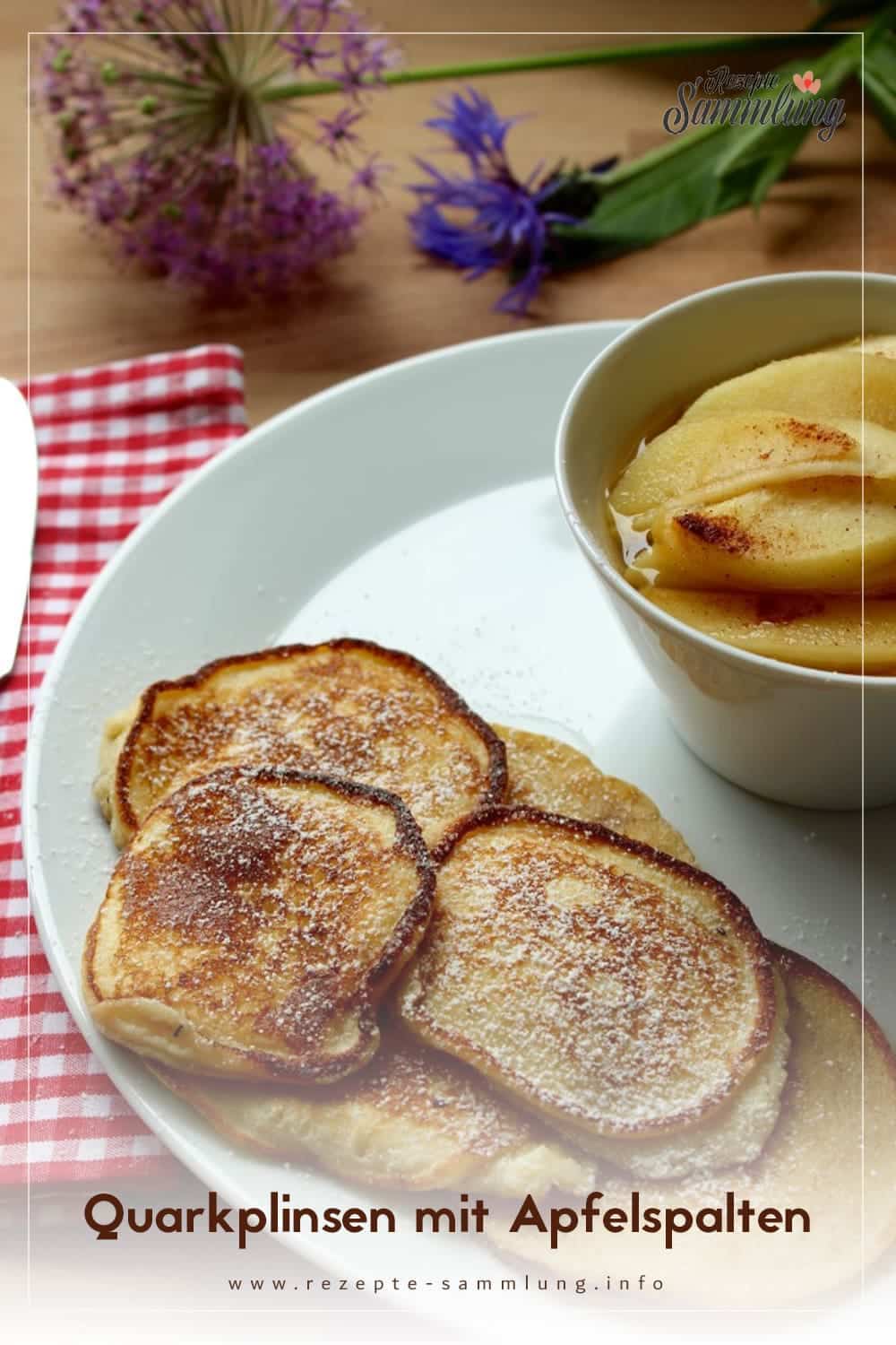 Quarkplinsen mit Apfelspalten - Rezepte Sammlung